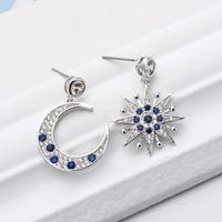 1 Pair Lady Sun Moon Plating Inlay Copper Zircon White Gold Plated Drop Earrings main image 3