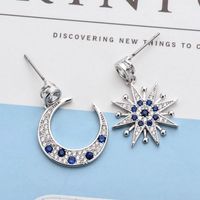 1 Pair Lady Sun Moon Plating Inlay Copper Zircon White Gold Plated Drop Earrings main image 6