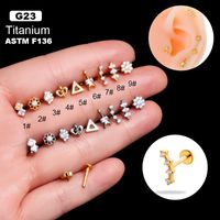 1 Piece Ear Cartilage Rings & Studs Simple Style Flower Pure Titanium Plating Inlay Zircon main image 6