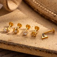 1 Piece Ear Cartilage Rings & Studs Simple Style Flower Pure Titanium Plating Inlay Zircon main image 3