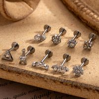 1 Piece Ear Cartilage Rings & Studs Simple Style Flower Pure Titanium Plating Inlay Zircon main image 4
