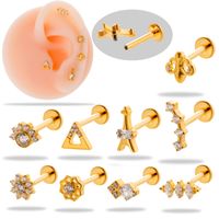 1 Piece Ear Cartilage Rings & Studs Simple Style Flower Pure Titanium Plating Inlay Zircon main image 1