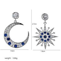 1 Pair Lady Sun Moon Plating Inlay Copper Zircon White Gold Plated Drop Earrings sku image 1
