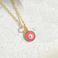 Simple Style Eye Copper Enamel Plating 14k Gold Plated Pendant Necklace main image 3