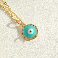 Simple Style Eye Copper Enamel Plating 14k Gold Plated Pendant Necklace main image 4