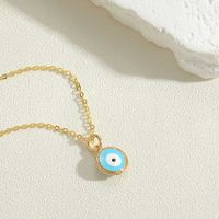 Simple Style Eye Copper Enamel Plating 14k Gold Plated Pendant Necklace main image 5