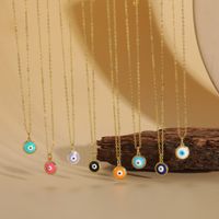 Simple Style Eye Copper Enamel Plating 14k Gold Plated Pendant Necklace main image 1