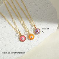 Simple Style Eye Copper Enamel Plating 14k Gold Plated Pendant Necklace main image 2