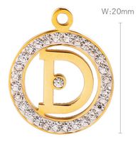 1 Piece Stainless Steel Rhinestones 18K Gold Plated Round Letter main image 2