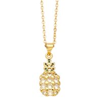 Simple Style Cherry Pineapple Copper Plating Inlay Zircon 18k Gold Plated Necklace main image 4