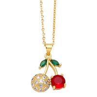 Simple Style Cherry Pineapple Copper Plating Inlay Zircon 18k Gold Plated Necklace main image 5