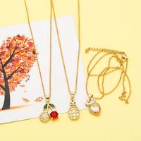 Simple Style Cherry Pineapple Copper Plating Inlay Zircon 18k Gold Plated Necklace main image 2