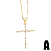 Simple Style Cross Copper Plating Inlay Zircon 18k Gold Plated Necklace main image 3