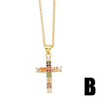Simple Style Cross Copper Plating Inlay Zircon 18k Gold Plated Necklace main image 4