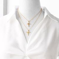 Simple Style Cross Copper Plating Inlay Zircon 18k Gold Plated Necklace main image 2