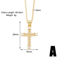 Simple Style Cross Copper Plating Inlay Zircon 18k Gold Plated Necklace sku image 1