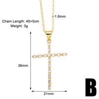 Simple Style Cross Copper Plating Inlay Zircon 18k Gold Plated Necklace sku image 2
