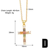 Simple Style Cross Copper Plating Inlay Zircon 18k Gold Plated Necklace sku image 4