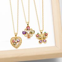 Simple Style Heart Shape Copper Plating Inlay Zircon 18k Gold Plated Necklace main image 1