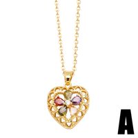 Simple Style Heart Shape Copper Plating Inlay Zircon 18k Gold Plated Necklace main image 4