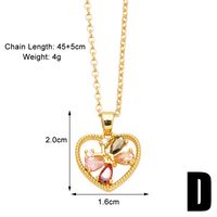 Simple Style Heart Shape Copper Plating Inlay Zircon 18k Gold Plated Necklace sku image 4