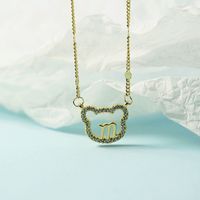 Lady Bear Butterfly Sterling Silver Plating Inlay Zircon Gold Plated Silver Plated Necklace sku image 2