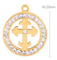 1 Pieza Acero Inoxidable Diamantes De Imitación Chapados en oro de 18k Cruzar Ronda main image 2