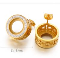 1 Pair Simple Style Round Hollow Out Inlay Stainless Steel Rhinestones 18K Gold Plated Ear Studs main image 2
