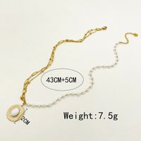 304 Stainless Steel Gold Plated Simple Style Commute Plating Inlay Oval Natural Stone Pearl Necklace main image 3