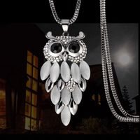 Ig Style Simple Style Owl Alloy Copper Inlay Opal Zircon Women's Sweater Chain Long Necklace main image 3