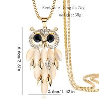 Ig Style Simple Style Owl Alloy Copper Inlay Opal Zircon Women's Sweater Chain Long Necklace main image 2