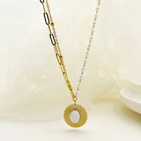 304 Stainless Steel Gold Plated Simple Style Commute Plating Inlay Oval Natural Stone Pearl Necklace main image 4