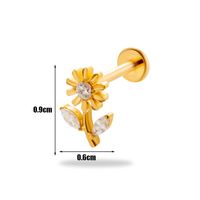 1 Piece Ear Cartilage Rings & Studs Simple Style Korean Style Flower Pure Titanium Plating Inlay Zircon sku image 16
