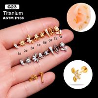 1 Piece Ear Cartilage Rings & Studs Simple Style Korean Style Flower Pure Titanium Plating Inlay Zircon main image 6