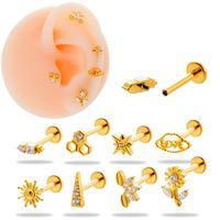 1 Piece Ear Cartilage Rings & Studs Simple Style Korean Style Flower Pure Titanium Plating Inlay Zircon main image 1