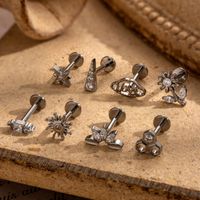 1 Piece Ear Cartilage Rings & Studs Simple Style Korean Style Flower Pure Titanium Plating Inlay Zircon main image 5