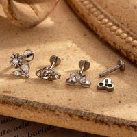 1 Piece Ear Cartilage Rings & Studs Simple Style Korean Style Flower Pure Titanium Plating Inlay Zircon main image 3