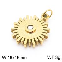 1 Piece Stainless Steel Zircon 18K Gold Plated Gear main image 2
