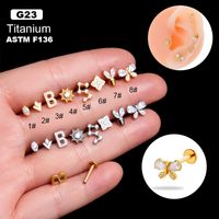 1 Piece Ear Cartilage Rings & Studs Simple Style Korean Style Flower Butterfly Pure Titanium Plating Inlay Zircon main image 6