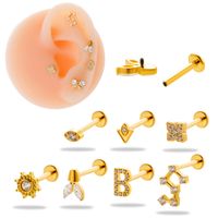 1 Piece Ear Cartilage Rings & Studs Simple Style Korean Style Flower Butterfly Pure Titanium Plating Inlay Zircon main image 1
