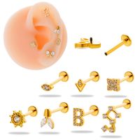 1 Piece Ear Cartilage Rings & Studs Simple Style Korean Style Flower Butterfly Pure Titanium Plating Inlay Zircon main image 7