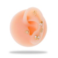 1 Piece Ear Cartilage Rings & Studs Simple Style Korean Style Flower Butterfly Pure Titanium Plating Inlay Zircon main image 2