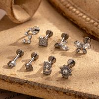 1 Piece Ear Cartilage Rings & Studs Simple Style Korean Style Flower Butterfly Pure Titanium Plating Inlay Zircon main image 5