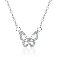 Lady Bear Butterfly Sterling Silver Plating Inlay Zircon Gold Plated Silver Plated Necklace sku image 4