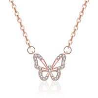 Lady Bear Butterfly Sterling Silver Plating Inlay Zircon Gold Plated Silver Plated Necklace sku image 5
