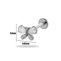 1 Piece Ear Cartilage Rings & Studs Simple Style Korean Style Flower Butterfly Pure Titanium Plating Inlay Zircon sku image 14