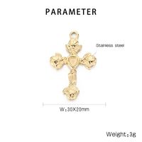 1 Piece Stainless Steel 18K Gold Plated Cross Heart Shape Rose sku image 2