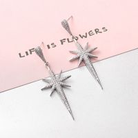 1 Paire Dame Star Placage Incruster Le Cuivre Zircon Or Blanc Plaqué Boucles D'oreilles main image 6