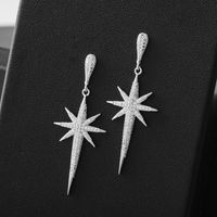 1 Paire Dame Star Placage Incruster Le Cuivre Zircon Or Blanc Plaqué Boucles D'oreilles main image 5