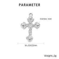 1 Piece Stainless Steel 18K Gold Plated Cross Heart Shape Rose sku image 1